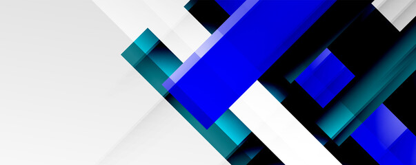 Geometric abstract backgrounds with shadow lines, modern forms, rectangles, squares and fluid gradients. Bright colorful stripes cool backdrops