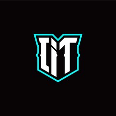 I T initial letter design with modern shield style