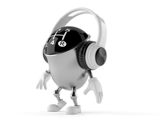 Obraz na płótnie Canvas Gear knob character with headphones