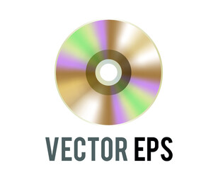 Vector gold optical computer disc emoji icon, used to represent CD, DVD and related film, music content, album