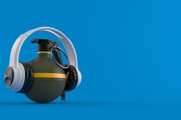 Fototapeta premium Hand grenade with headphones