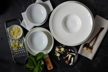 Obraz na płótnie Canvas Plate of dish on table background