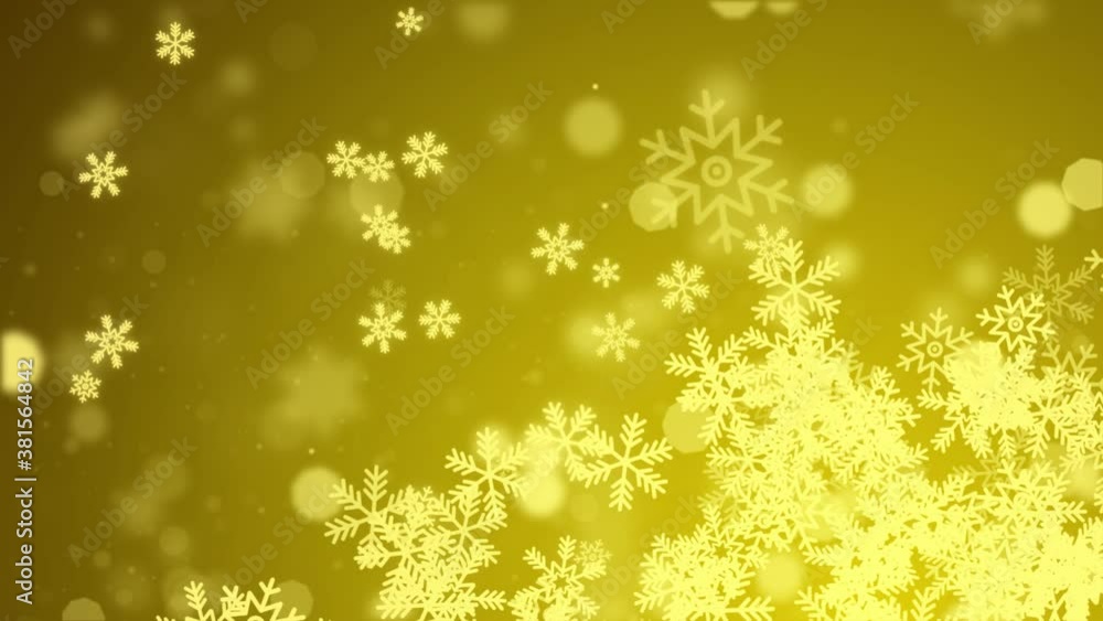 Poster abstract golden motion loop background shining silver snow snowflakes particles. shimmering glitteri