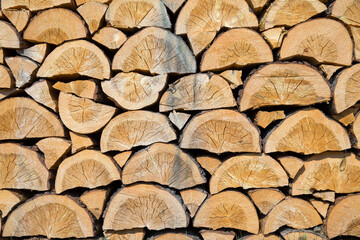 Prepared firewood, stacked in a woodpile