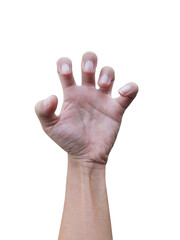 Spasticity of the hand and fingers,(front side) isolated on white background.