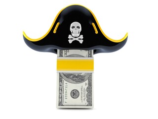 Dollar currency with pirate hat