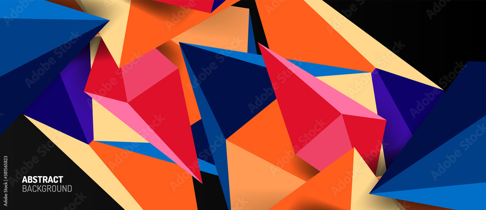 Wall mural 3d low poly abstract shape background vector illustration