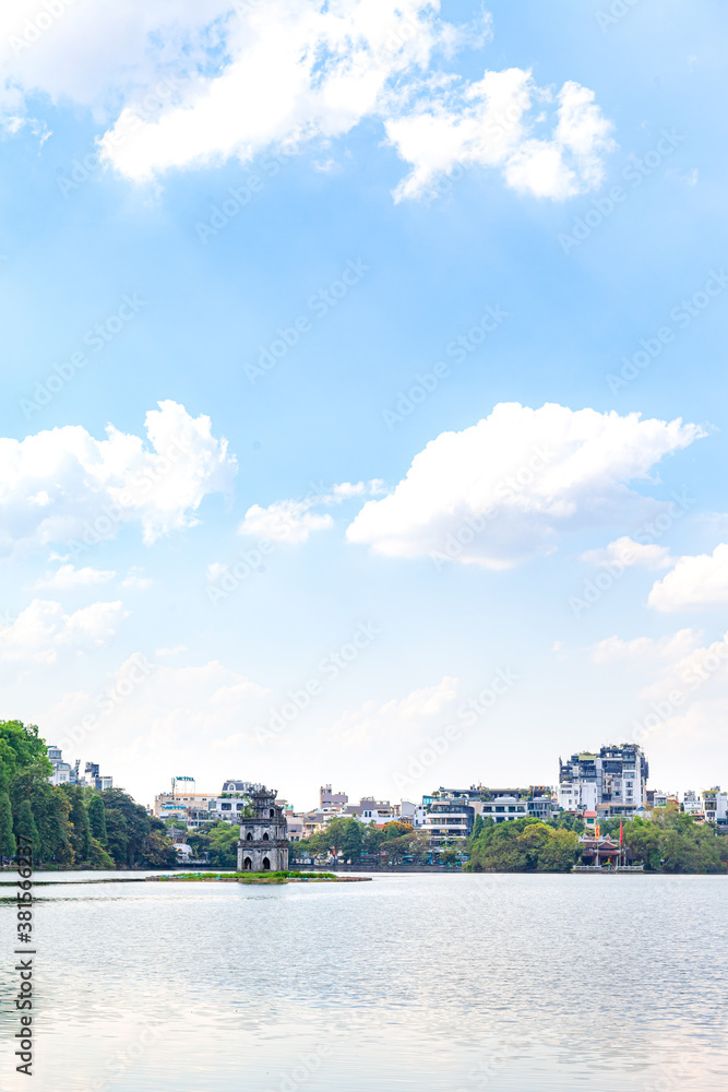 Wall mural Amazing view in Hoan Kiem Lake ( Swork Lake) in Hanoi, Capital of Vietnam