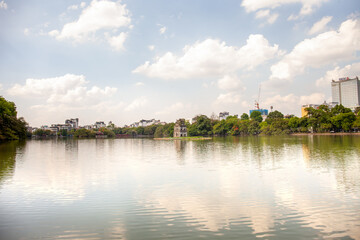 Amazing view in Hoan Kiem Lake ( Swork Lake) in Hanoi, Capital of Vietnam