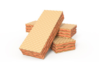 Orange wafer flavor 3d illustration.