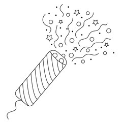 Linear icon festive confetti clapperboard for birthday and christmas. Holiday icon. Trendy flat design.