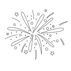 Linear icon festive salute fireworks for birthday and new year. Holiday icon. Trendy flat design.