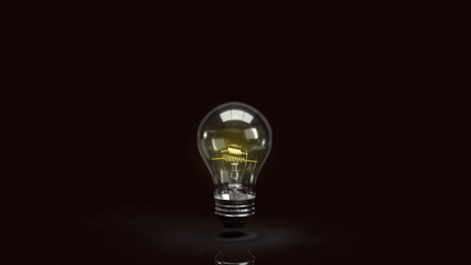 light bulb in the dark for idea or business content 3d rendering.