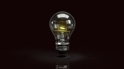 light bulb in the dark for idea or business content 3d rendering.