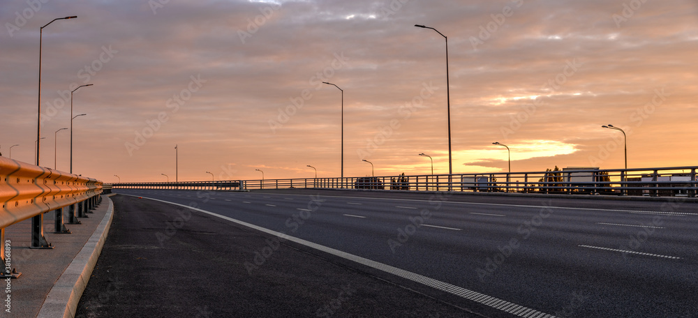 Canvas Prints highway in the light of the setting sun