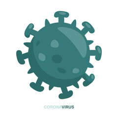 Coronavirus Bacteria Cell. 2019-nCoV bacteria, COVID-19 deadly type of virus. Vector cartoon illustration.