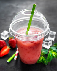 Refreshing summer drink with strawberry