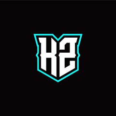 K Z initial letter design with modern shield style