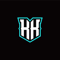K K initial letter design with modern shield style