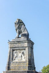Fototapeta na wymiar view of the lion statue at the harbor in Lindau