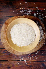 Uncooked rice in a bowl