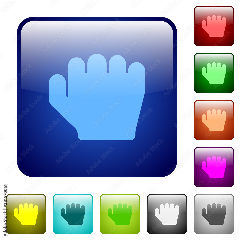 Poster right handed grab gesture color square buttons