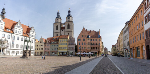 Fototapeta na wymiar panorama of the historic market square in Lutherstadt Wittenberg