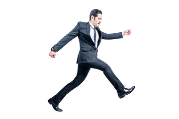 Asian businessman with a jumping expression