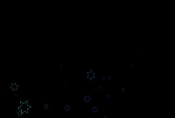 Dark Blue, Green vector cover with small and big stars.