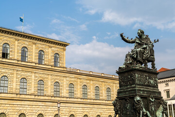 Fototapeta na wymiar statue of King Maximilian Joseph I of Bavaria at the Max-Joseph Square in Bavaria