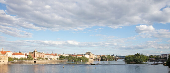 Prague cityscape on a sunny day, capital of the Czech Republic