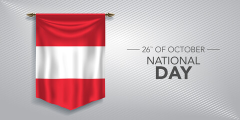 Austria national day greeting card, banner, vector illustration
