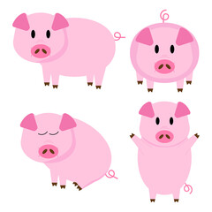 Set of Cute Pigs Vector Illustration