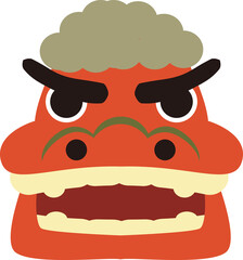 可愛くてシンプルな獅子舞の顔のイラスト