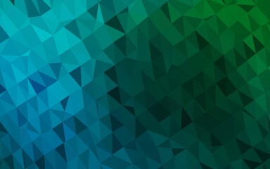 Dark Blue, Green vector triangle mosaic template. Colorful illustration in abstract style with gradient. Textured pattern for background.