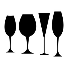 Wine glass set silhouette vector design illustration