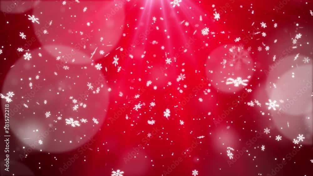 Poster abstract sharp and blurred particles swarming blue snowflake snow loop background. merry christmas, 