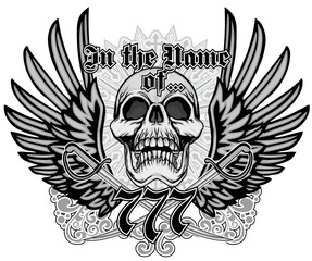 Gothic sign with skull and wings, grunge vintage design t shirts
