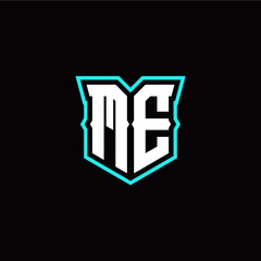 M E initial letter design with modern shield style