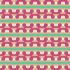 Vector seamless pattern texture background with geometric shapes, colored in green, red, orange, white colors.