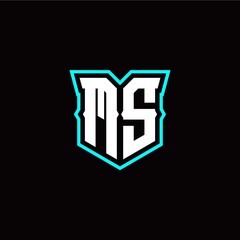 M S initial letter design with modern shield style