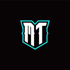 M T initial letter design with modern shield style