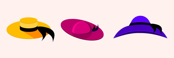 Elegant women's multi-colored hats. vector illustration.