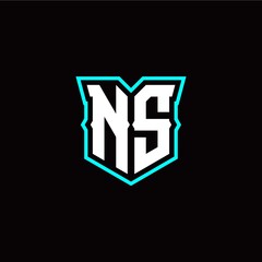 N S initial letter design with modern shield style