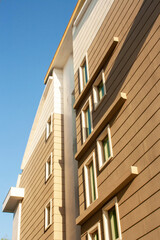 Hotel building facade wall and windows