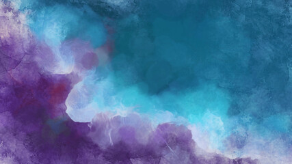 Watercolor abstract illustration. Design for wallpaper, interior, paintings, banner, cover, postcard. Texture. Cyan and magenta paint