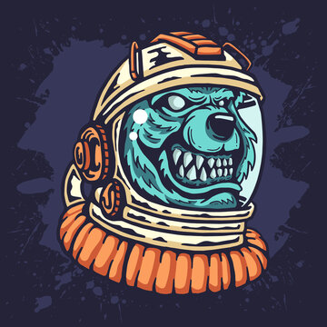 Bear Astronaut Illustration