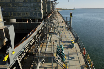 View of bulk carrier main deck from portside