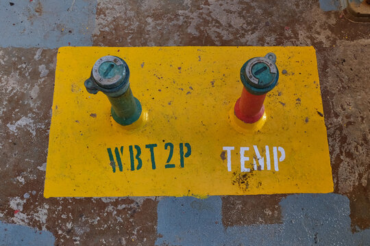 View of sounding pipes on board of bulk carrier