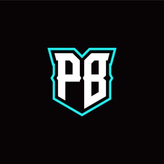 P B initial letter design with modern shield style